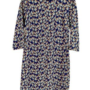 J McLaughlin Floral Patterned Blue Dress, size M, 3/4 sleeves